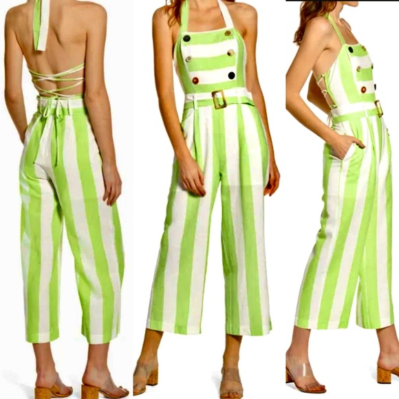 Anthropologie Pants - Anthropologie Moon River Lime Green Halter Jumpsuit
